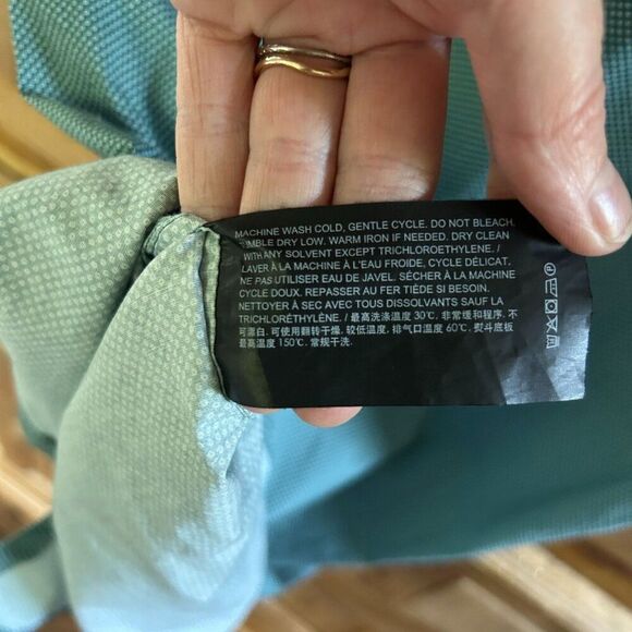 Men's Theory Small Zack Button Up Green White Dots Button Collar Short Sleeve - Picture 10 of 11